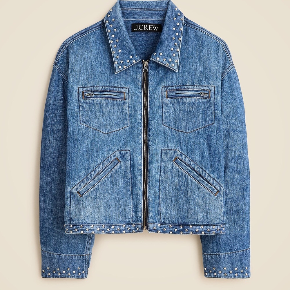 J. Crew Light Blue Studded Denim Jacket